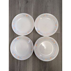 Corelle Apricot Grove Plates Set Of 4 Peach Floral Pattern 7" Diameter